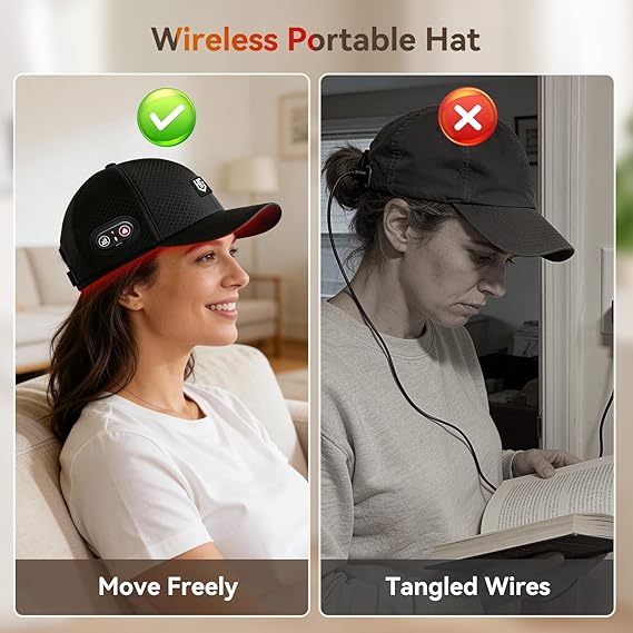 WEETALL Red Light Therapy Hair Growth Cap – Cordless LED Hair Care Cap with 660nm & 850nm Technology