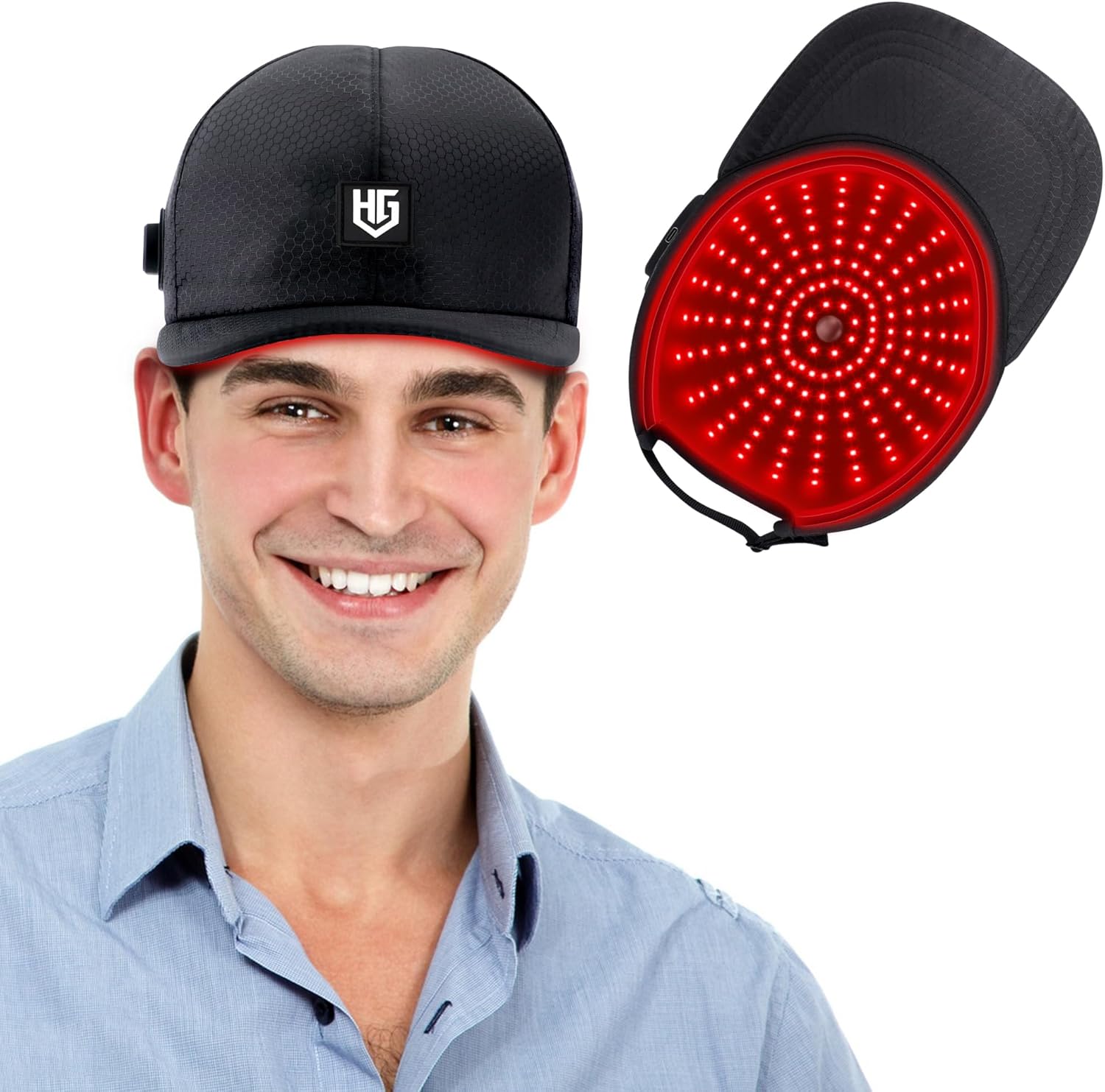 Red Light Therapy for Hair Growth: Cordless Red Light Heating Cap with 2000mAh Rechargeable Battery, Portable Care Tool for Home Use for Men & Women